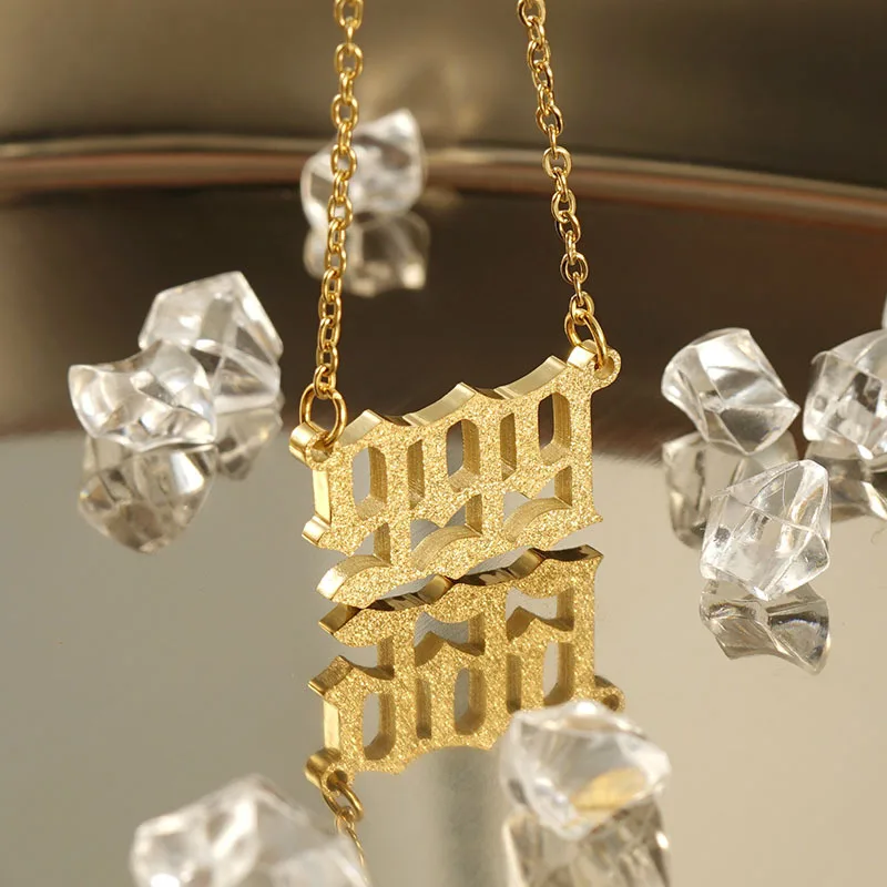 

Stainless Steel Angel Number Necklace Gold Plated 111 222 333 444 555 666 777 888 999 Lucky Number Pendant Charms Jewelry