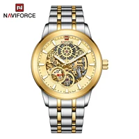 naviforce new luxury mechanical wrist watch for men business skeleton watches male 100m waterproof automatic watch reloj hombre