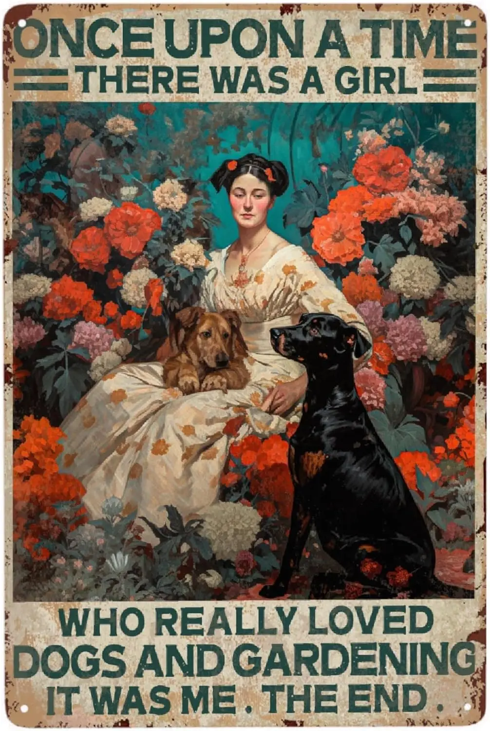 JOCASA A Girl Loves Dogs And Gardening Винтажный металлический плакат декор-ретро алюминиевый