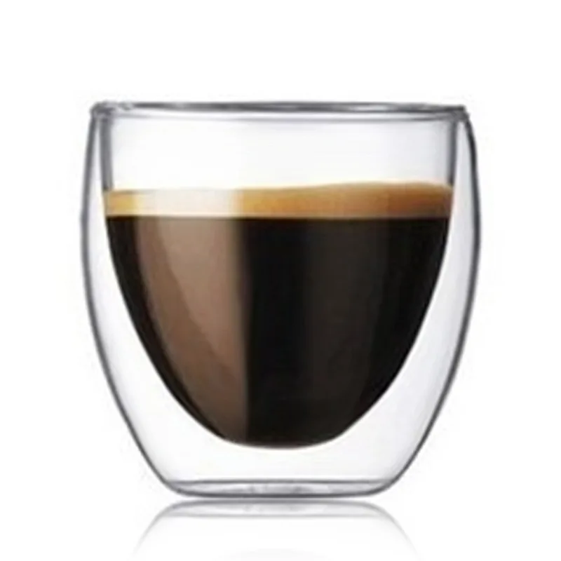 

Double Wall Glass Cup Transparent Handmade Heat Resistant Tea Drink Cups MINI Whisky Cup 100 centigrade Espresso Coffee Cup