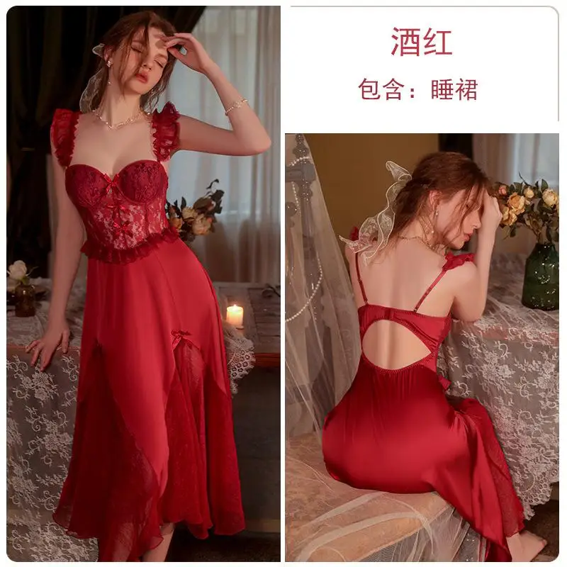 Female Drees Summer Nightie Simplicity Sleepwear Fashion Night Gowns For Women Polyester Sleep Dress Womens Underwear Night Sli