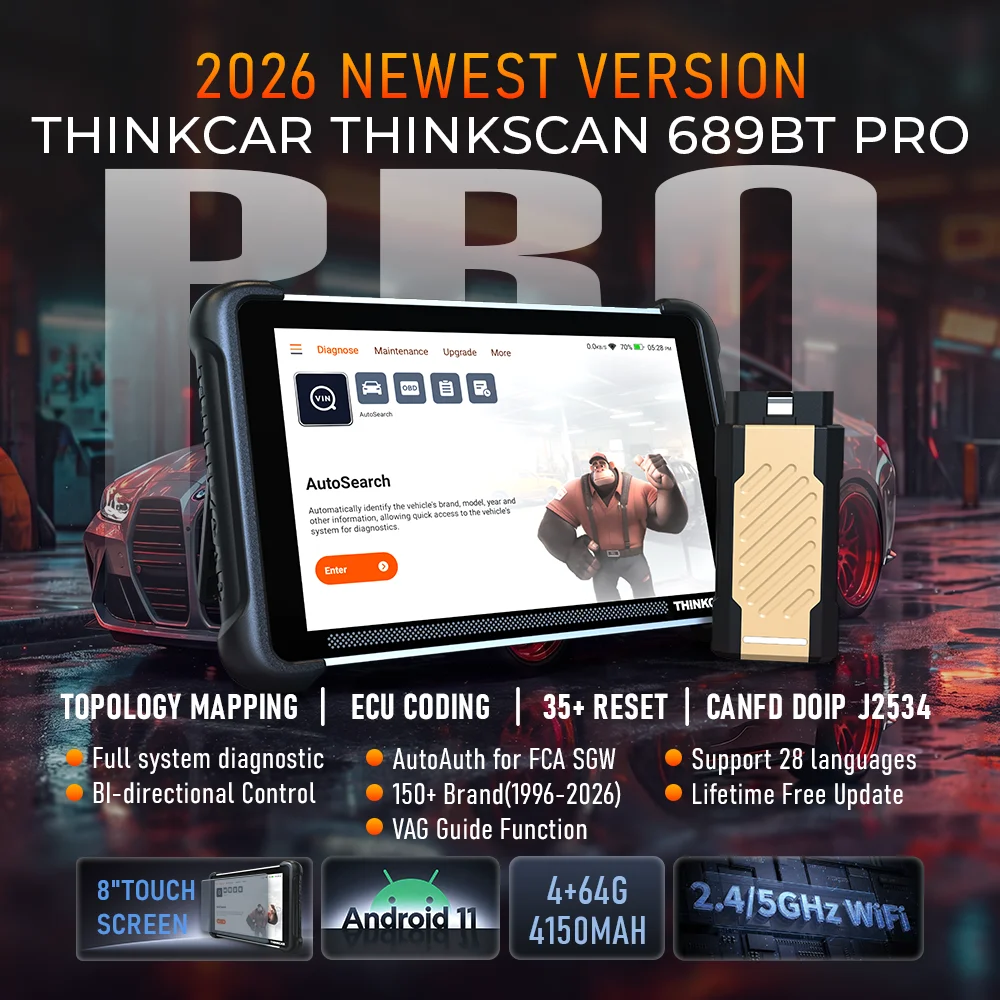 Фото THINKCAR THINKSCAN 689BT PRO Топологический программатор ключей J2534, автомобильный диагностический инструмент, кодирование ЭБУ, двунаправленный автомобильный сканер OBD2 №3