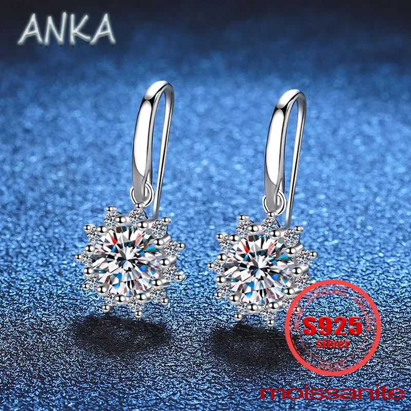 Женские серьги из серебра 925 пробы с муассанитом 1 карат