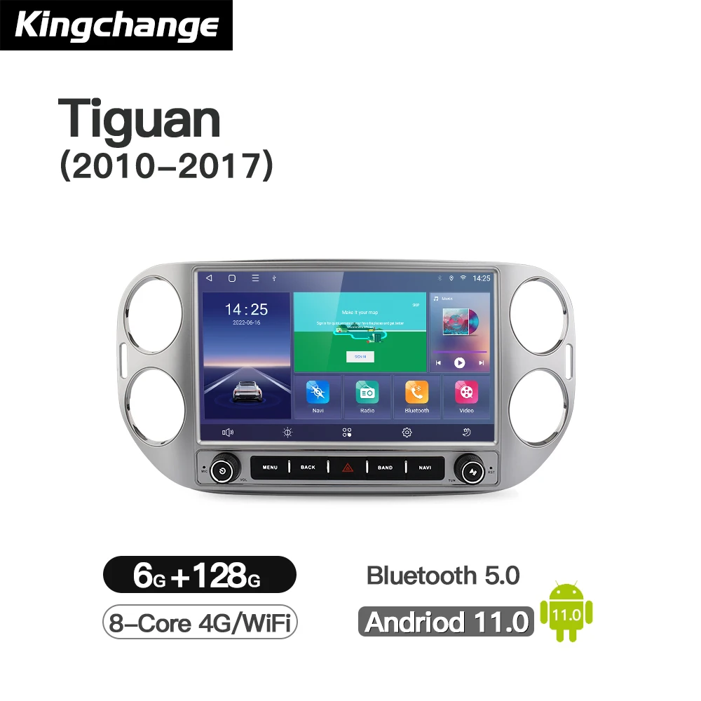 Купи Kingchange Android автомобильный мультимедийный плеер для Volkswagen Tiguan 2010-2017 Радио Стерео GPS Wifi Octa-Core Carplay навигация за 8,100 рублей в магазине AliExpress