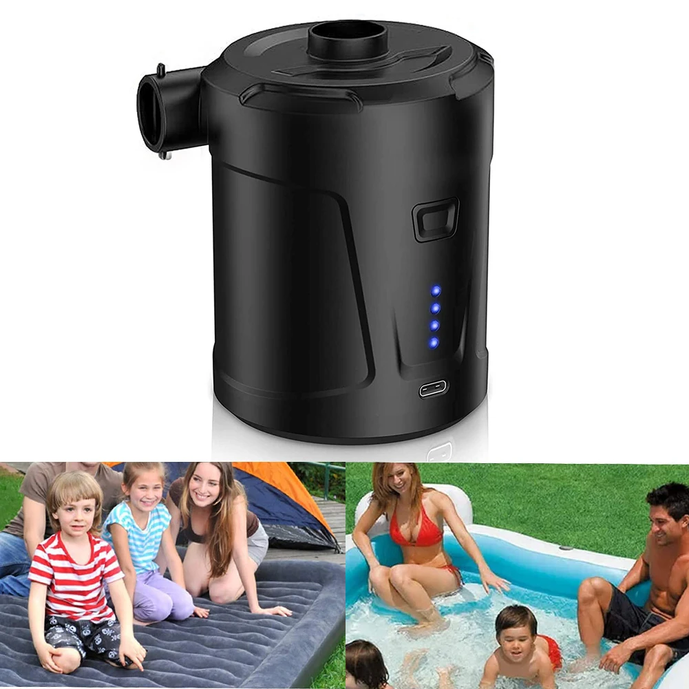 

Electric Air Pump Vacuum Mattress Camping Deflate For Pool Inflatables USB Rechargeable Quick Filling Portable Swimming Ring