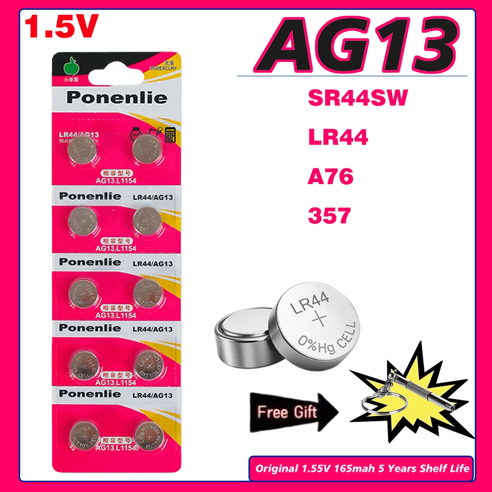 Фото 5-35 шт. Батарейки-таблетки LR44 AG13 1.5V 357 SR44 LR1154 RW82 SR1154 SP76 для часов, игрушек, пультов ДУ №1