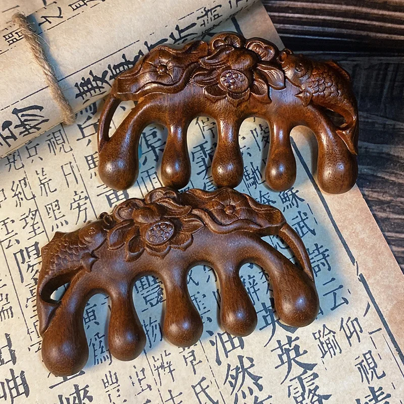 

Meridian Massage Comb Five-Tooth Handleless Wooden Point Acupuncture Head Comb Wide-Tooth Sandalwood Comb Massage Head guasha