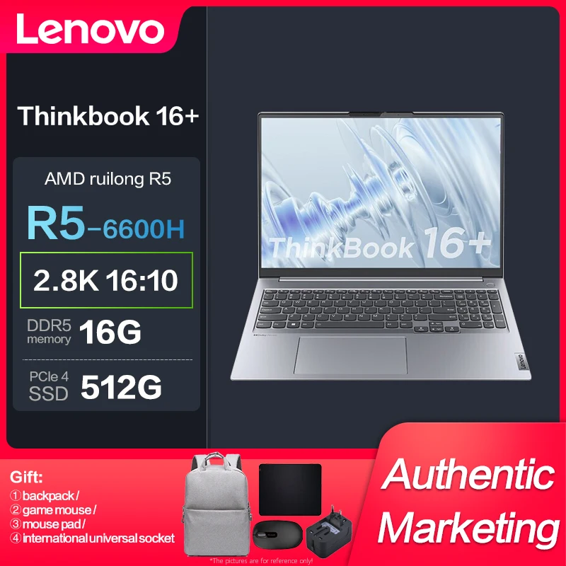 

New Lenovo ThinkBook 16+ Laptop Ryzen R5-6600H/R7-6800H RTX2050 2.5K 120Hz 16inch Slim Notebook