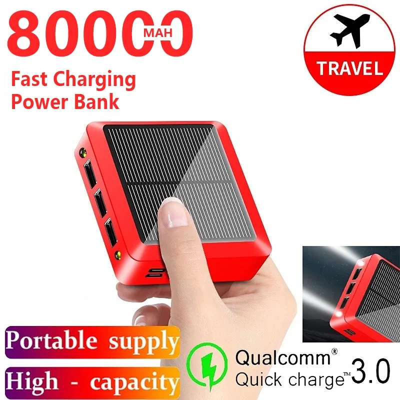 

Портативный внешний аккумулятор с 3USB-портами, 80000 мАч