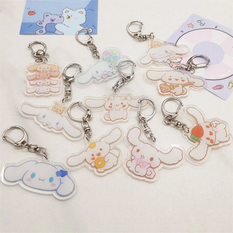 

Kawaii Sanrio Cinnamoroll акриловый брелок прозрачный симпатичный подвеска на рюкзак аниме автомобиль брелок ювелирные изделия подарок для пары детей