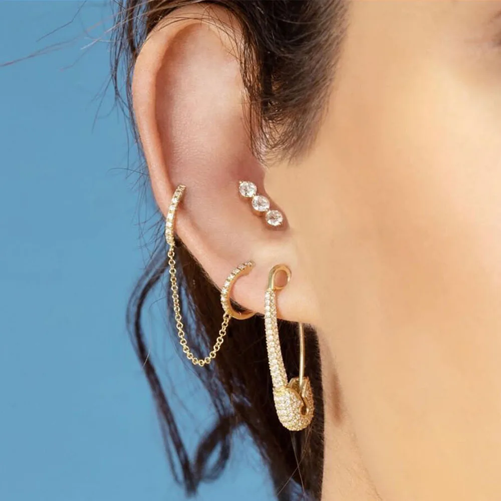 

Colorful Heart Crystal Hanging Earrings Ins Fashion Full Rhinestone Paper Clip Hoop Earrings for Women Trendy Party Jewelry Gift