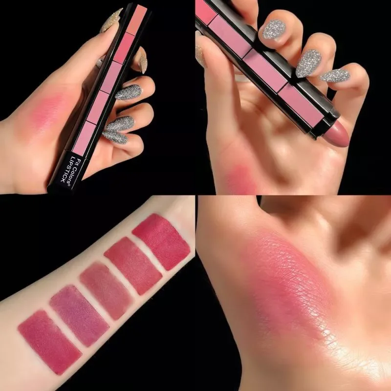 

In 1 Lipstick Combination Strip Matte Velvet High Color Rendering Lipstick Pen Long Lasting Waterproof Nonstick Cup Lipstick