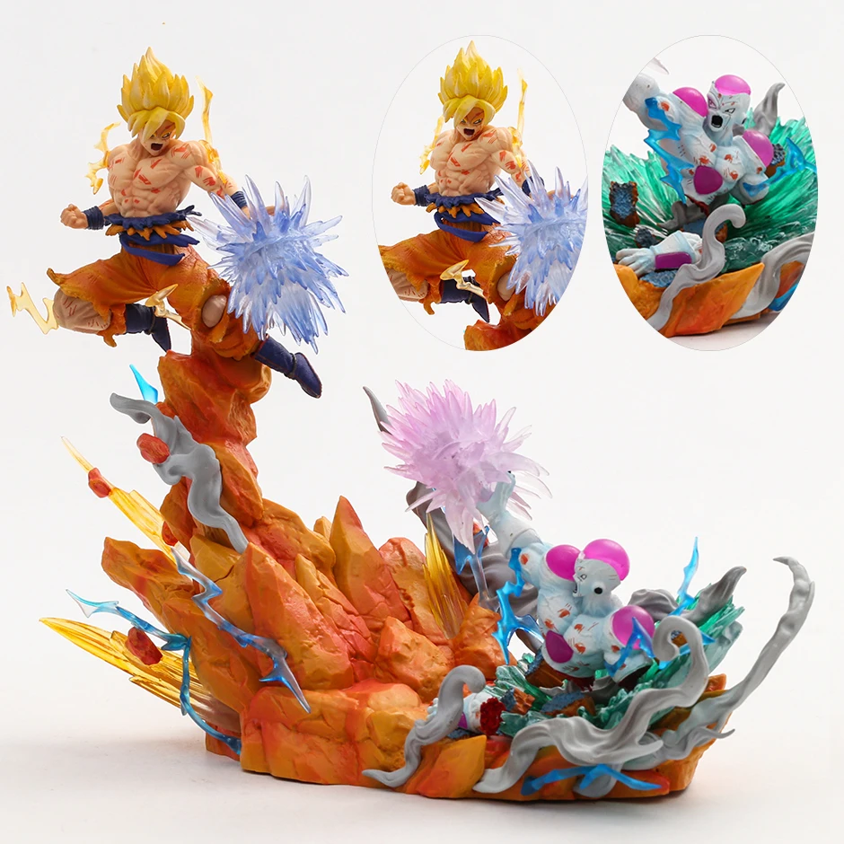 

20cm Dragon Ball Z Son Goku VS Frieza PVC Model Statue Collectible Figure Doll Toy with Light