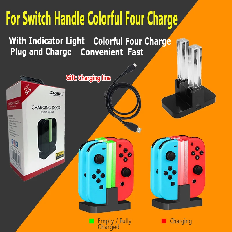 

For Nintendo Switch Handle Charger 4 in 1 Controller Charger LED Indicator Charging Dock Station For Switch NS OLED Accessories