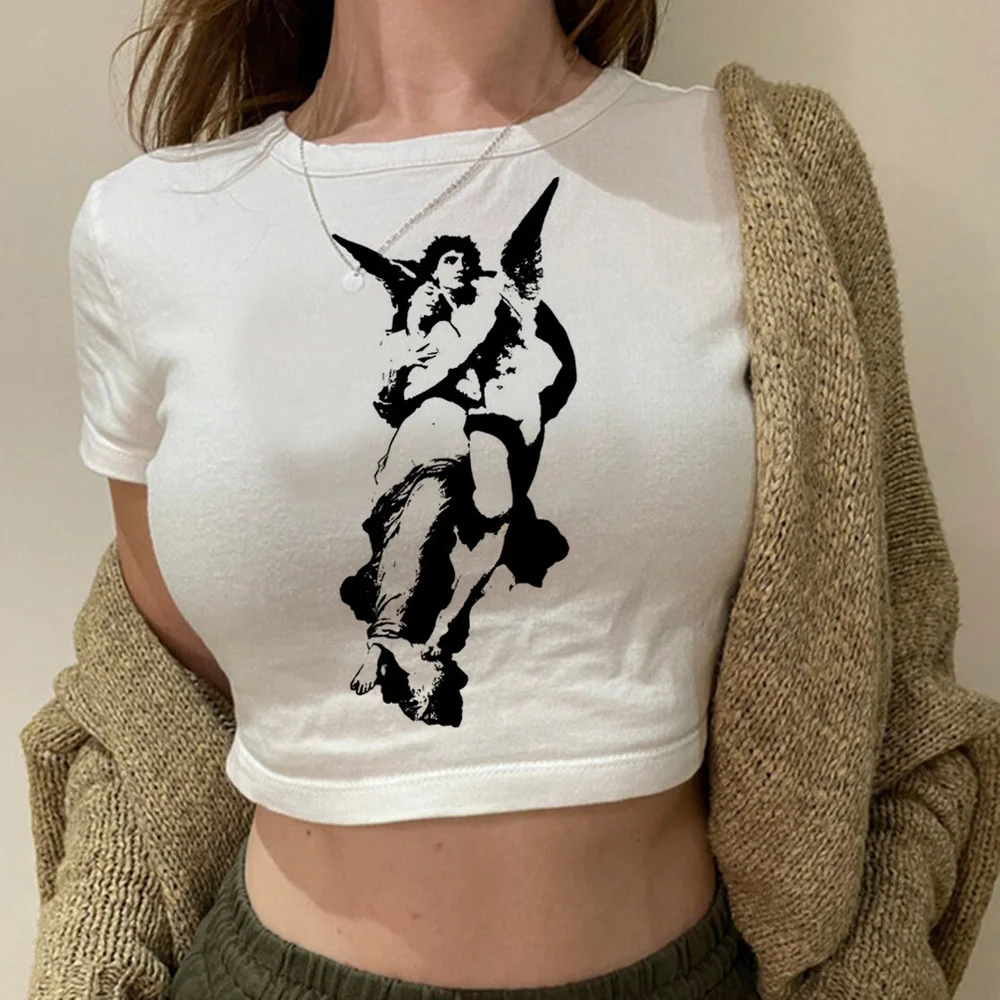 

Y2K Print aesthetic hippie goth crop top Female streetwear aesthetic hippie korean fashion cropped