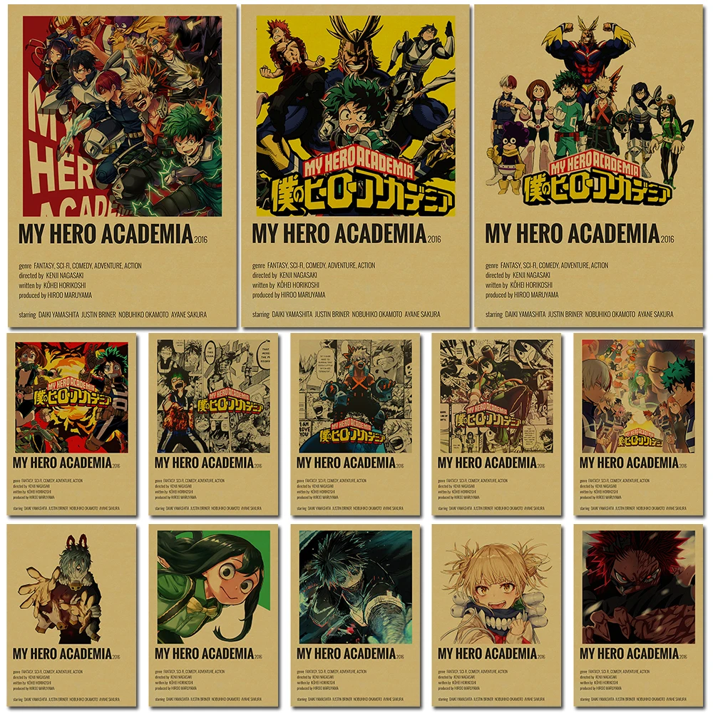 

My Hero Academia Kraft Paper Poster Japanese Anime Katsuki Posters Wall Art Painting Home Living Room Decoration Pictures