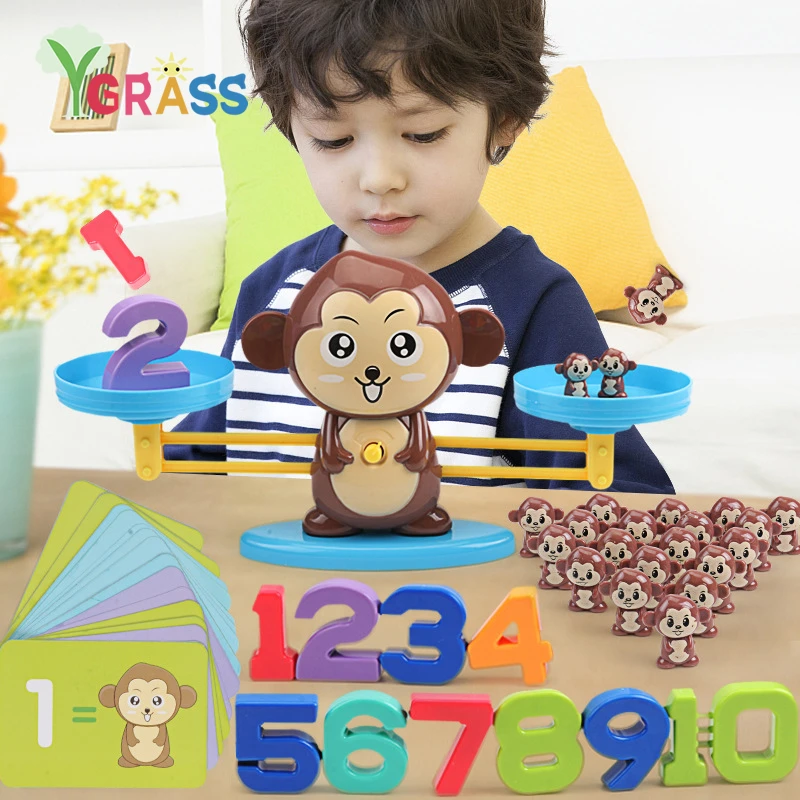 

Montessori Math Toy Digital Monkey Balance Scale Educational Math Penguin Balancing Scale Number Board Game Kids Learning Toys