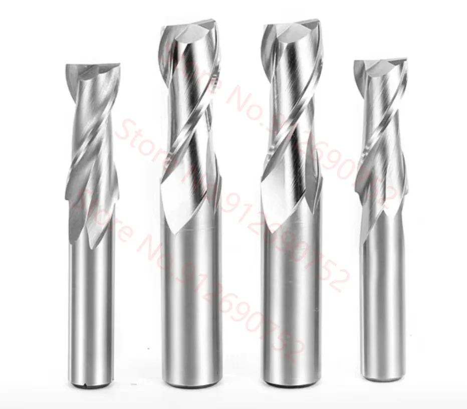 CNC Carbide End Mills Tungsten Machine Cutter Tools 2 4 Flute Metal Steel Key Face Square Router Bit 6 8 12 Shank HRC55 Inch