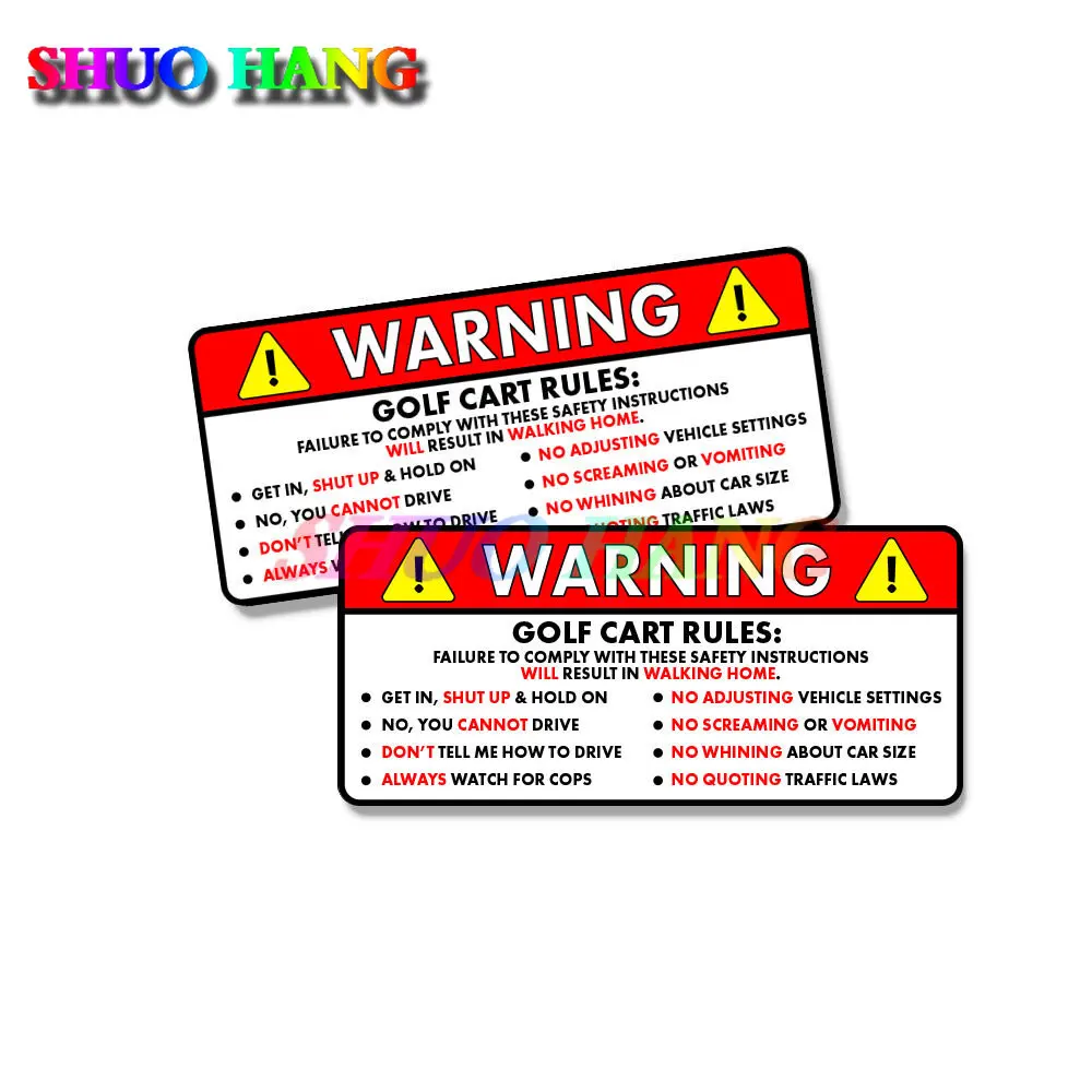 2PC Pay Attention To Safety Golf Cart Rules Warning Instruct
