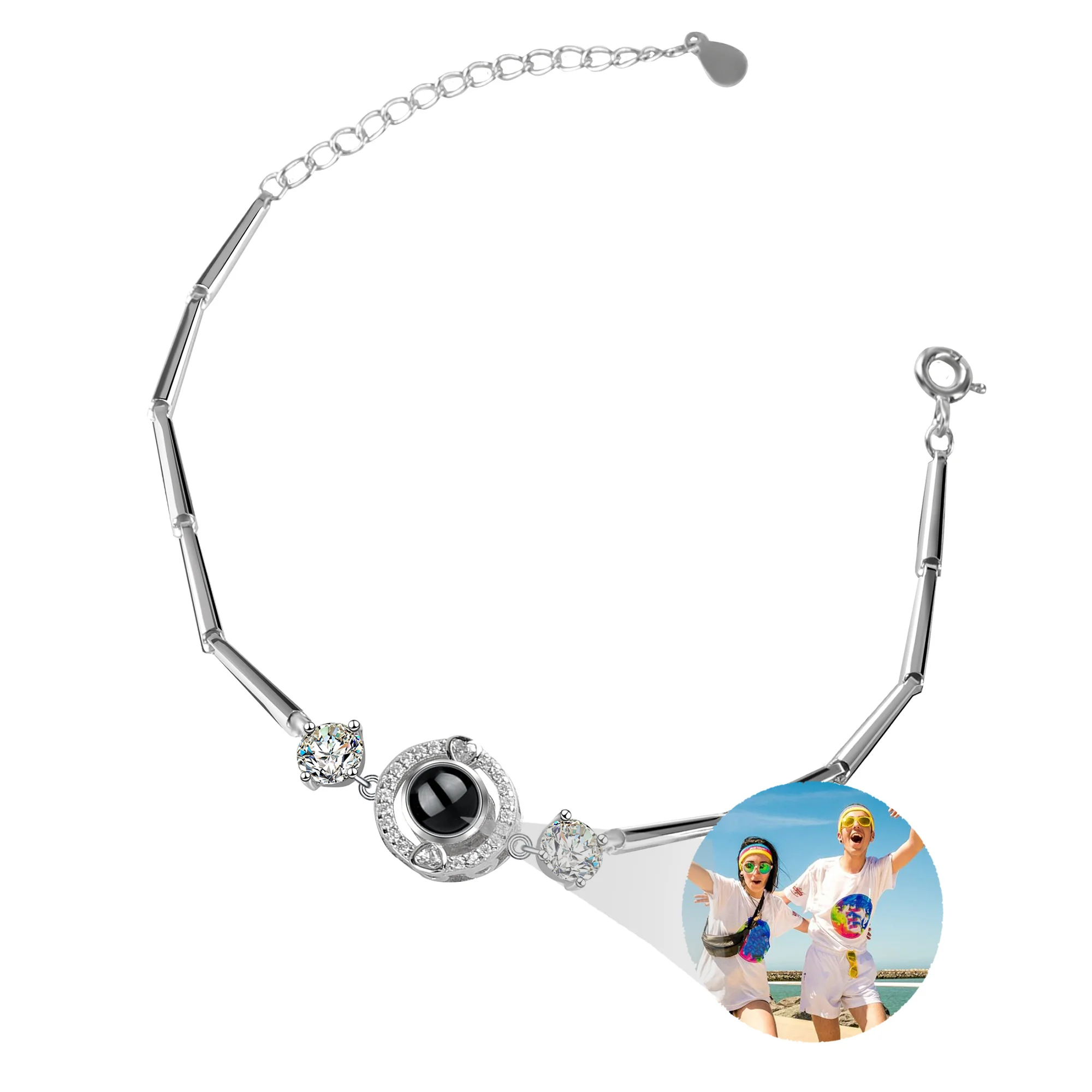 925 Серебряный персонализированный проекционный браслет для фото для женщин 100 языков любовь круглая проекция памяти браслет, лучший подаро...