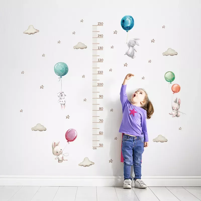 

New in 2022 Bunny Height Measure Ruller Wall Stickers Height Chart for Kids Room Bedroom Growth Chart Wall Decals Nursery Sticke