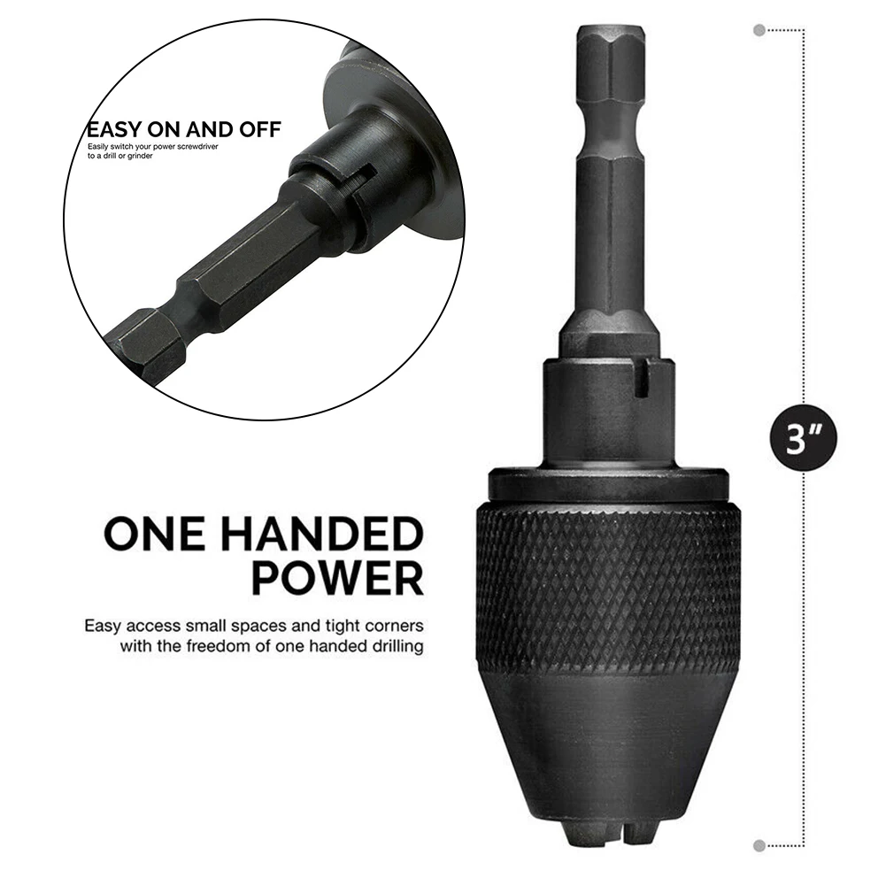 

1pc Keyless Drill Chuck 0.3-6.5mm Hex Shank Chuck Adapter Drill Drilling Converter Tool Drill Chuck Clamp Power Tools