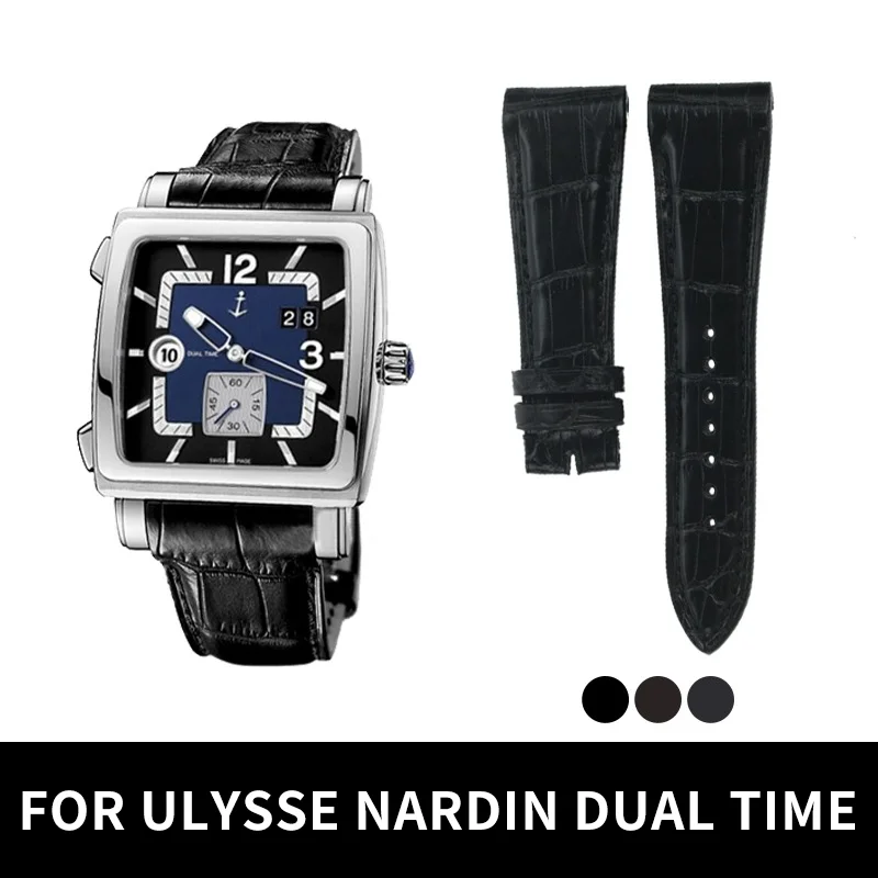 Фото ДЛЯ ULYSSE NARDIN DUAL TIME SERIES, РЕМЕНЬ ДЛЯ ГОДИННИКА АЛЛИГАТОРА №1