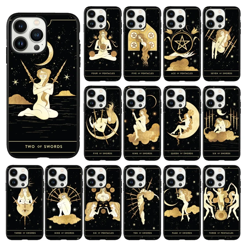 

Divine Feminine Tarot Phone Case for iPhone 14 13 12 11 Pro MAX X XS Max XR Mini SE 7 8 Plus Black Case