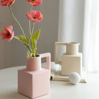 nordic minimalist style morandi square ceramic vase artistic creative personality dried flower ornaments desktop flower vase