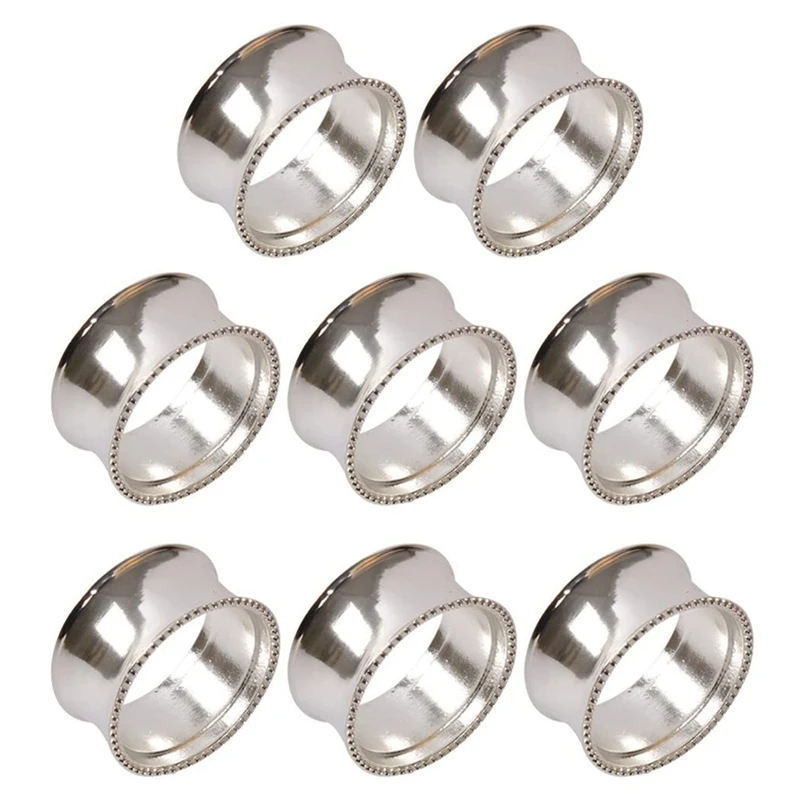 

Fashion8 Pieces Of Zinc Alloy Beaded Napkin Ring Delicate Napkin Buckle (Silver)