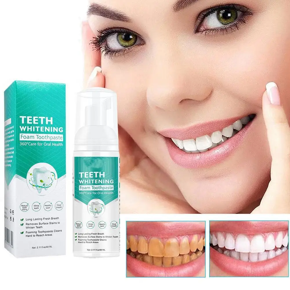 

Toothpaste Whitening Foam Wash Mousse Teeth Teethpaste Care White Removal Oral Dental Natural Deeply Clean Toothpaste N4j2