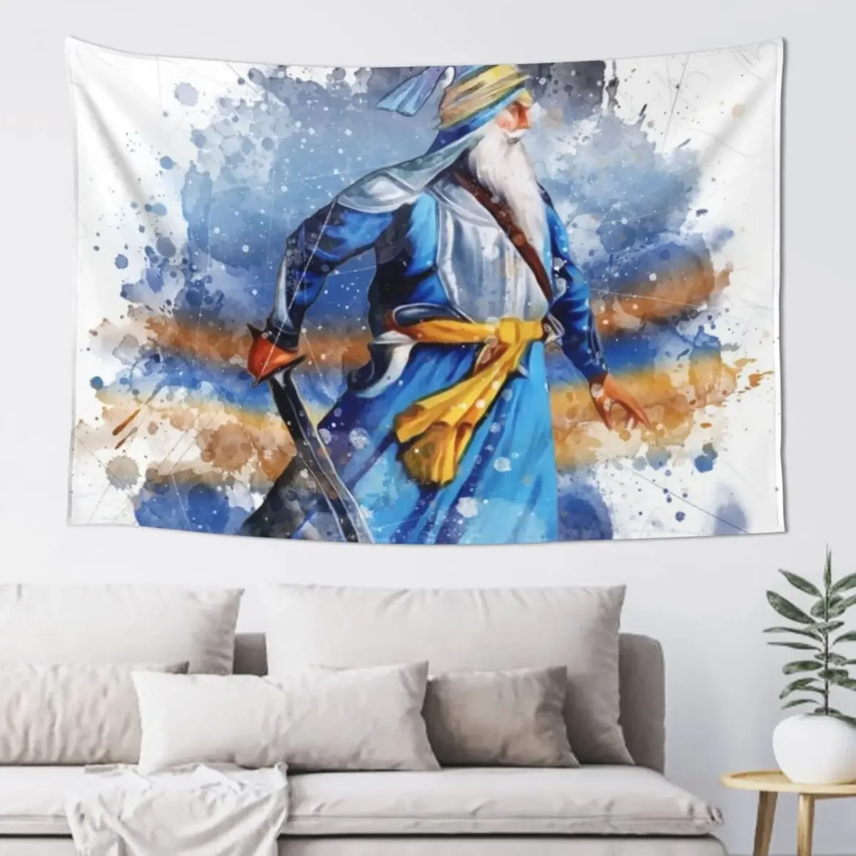 Baba Deep Singh акварельный гобелен Настенный декор Подвесной для спальни Организация