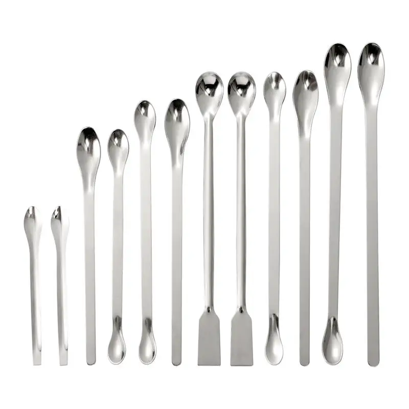 

12PCS Stainless Steel Lab Spoon Spatula/Laboratory Sampling Spoon Mixing Spatula Micro Spatula Scoop
