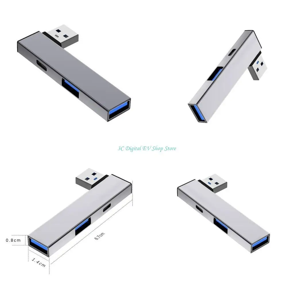 Фото E74D Концентратор USB3.0 4 в 1 с USB3.0, портом USB2.0 USB-адаптер типа C + 2USB USB-разветвитель 5 Гбит/с Порт USB C для данных №1