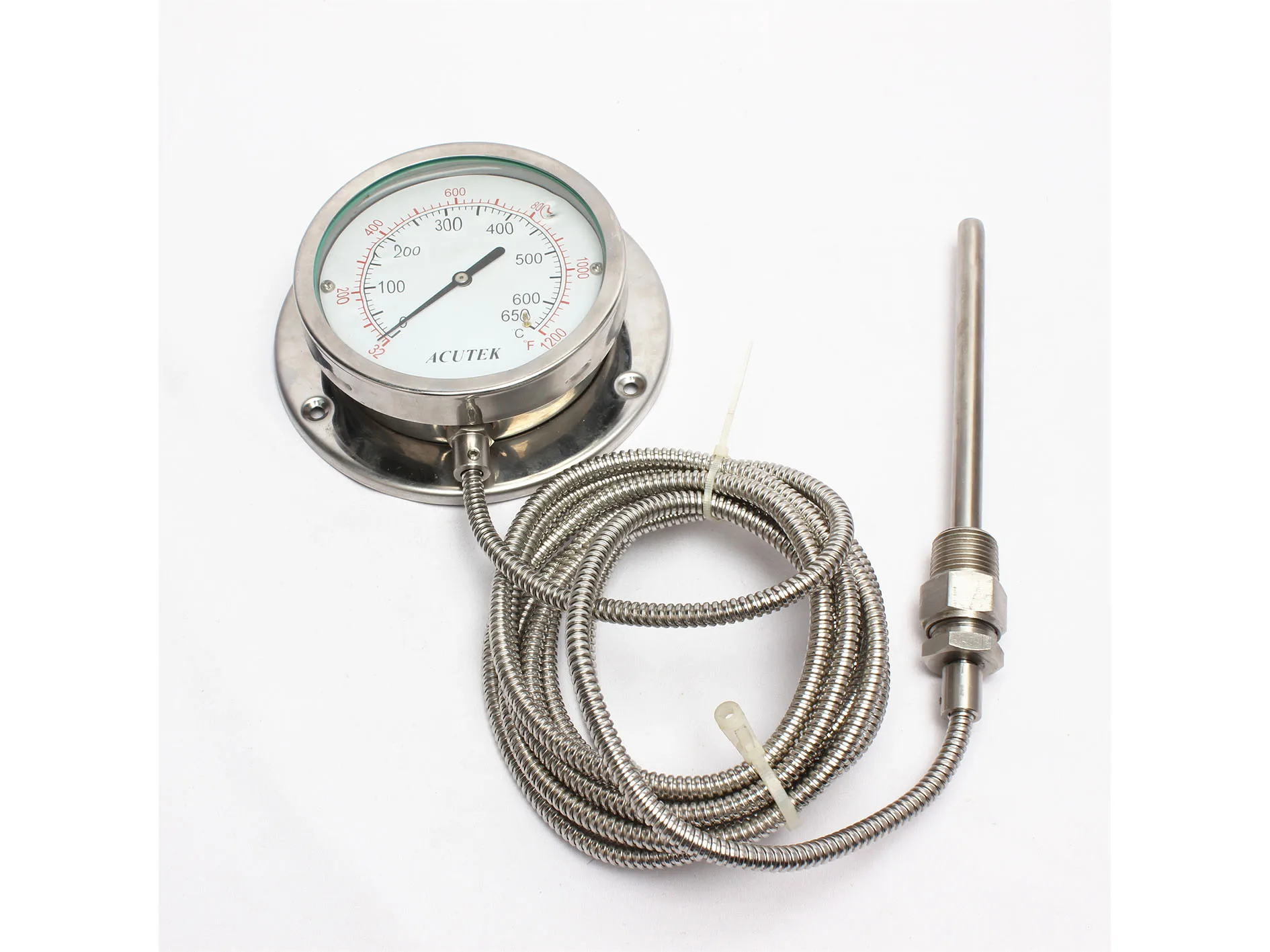 Stainless Steel Industrial Marine Pressure Gauge Dial Thermometer Capillary