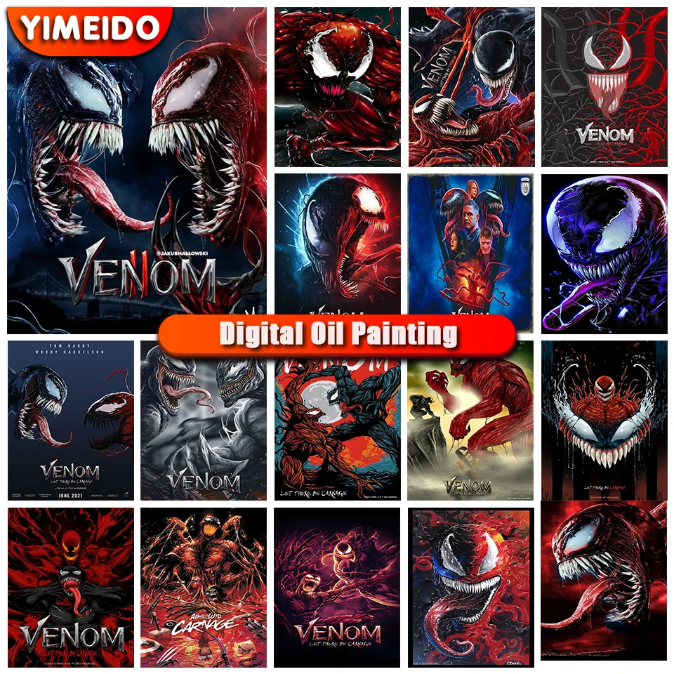 

Disney DIY Oil Painting By Numbers on Canvas Marvel Venom Picture for Adults Paint By Numbers Portrait Crafts Kits Unique Gift