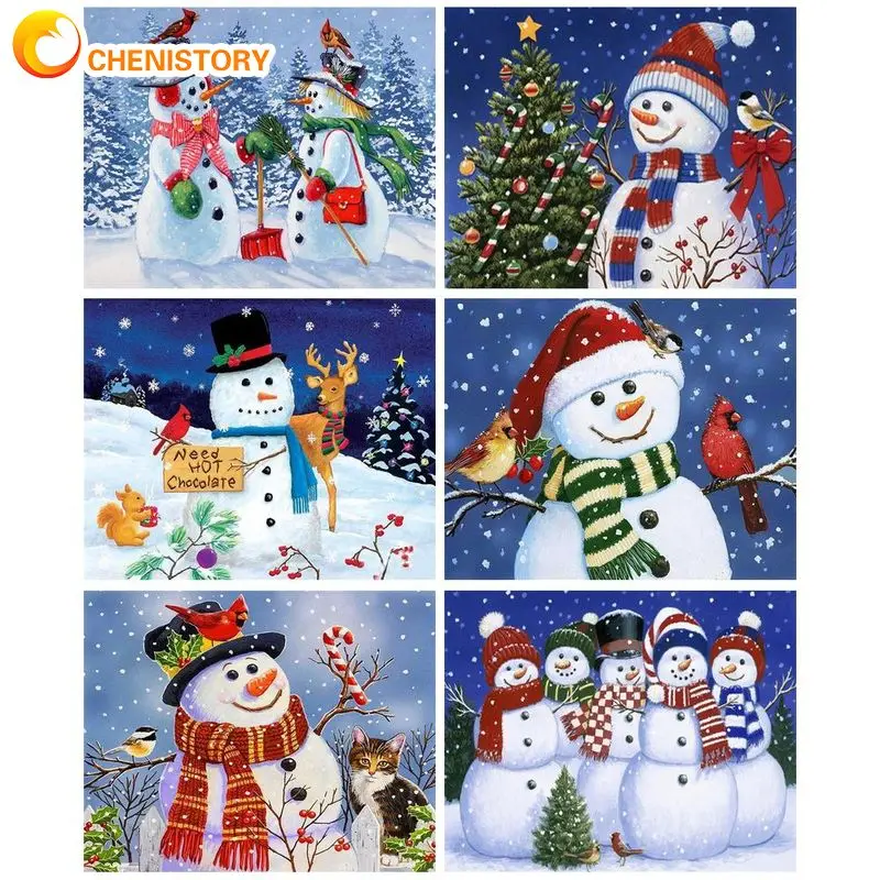 Набор для рисования по номерам на холсте снеговик взрослых