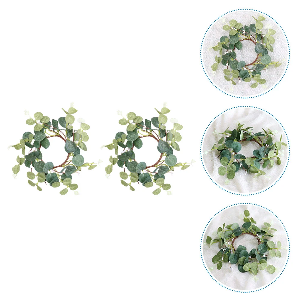 

Wreatheucalyptus Rings Wreaths Ring Inch Holder Mini Easter Artificial Spring Leaves Door Greenery Smallgreen Pillar Front