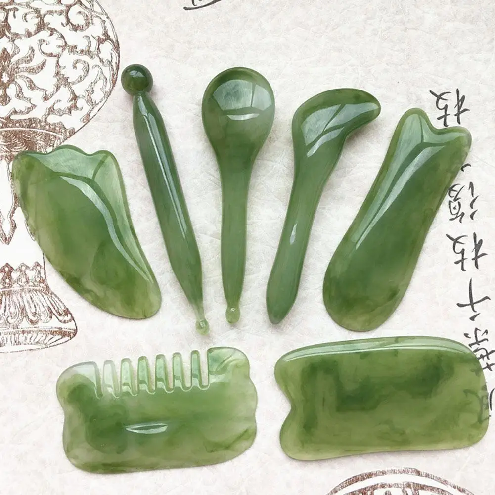 

Massage Roller Board Double Heads Natural Jade Stone Skin Beauty Lift Lift Slimming Body Neck Thin Relaxation Face E2d4