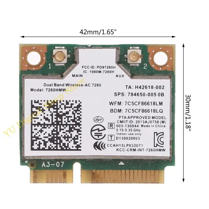 96BA 7260 7260HMW 802.11N 1200 Мбит с двойной полосы двойной полосы Mini Wireless-N Wi-Fi Card BT-совместимая для isus (art.: 3920cd92bef15) - 3920cd92bef15
