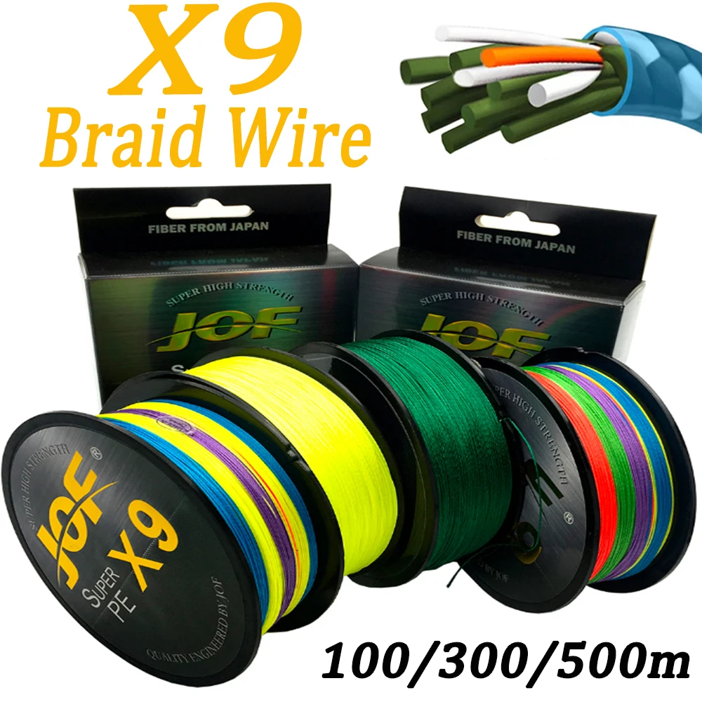 Японская плетеная рыболовная леска JOF 9 нитей 500300/100 м