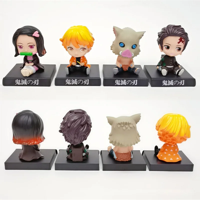 

Anime Demon Slayer Action Figures Kamado Tanjirou Nezuko Shaking Head Car Decoration Doll Toy Mobile Phone Holder Model