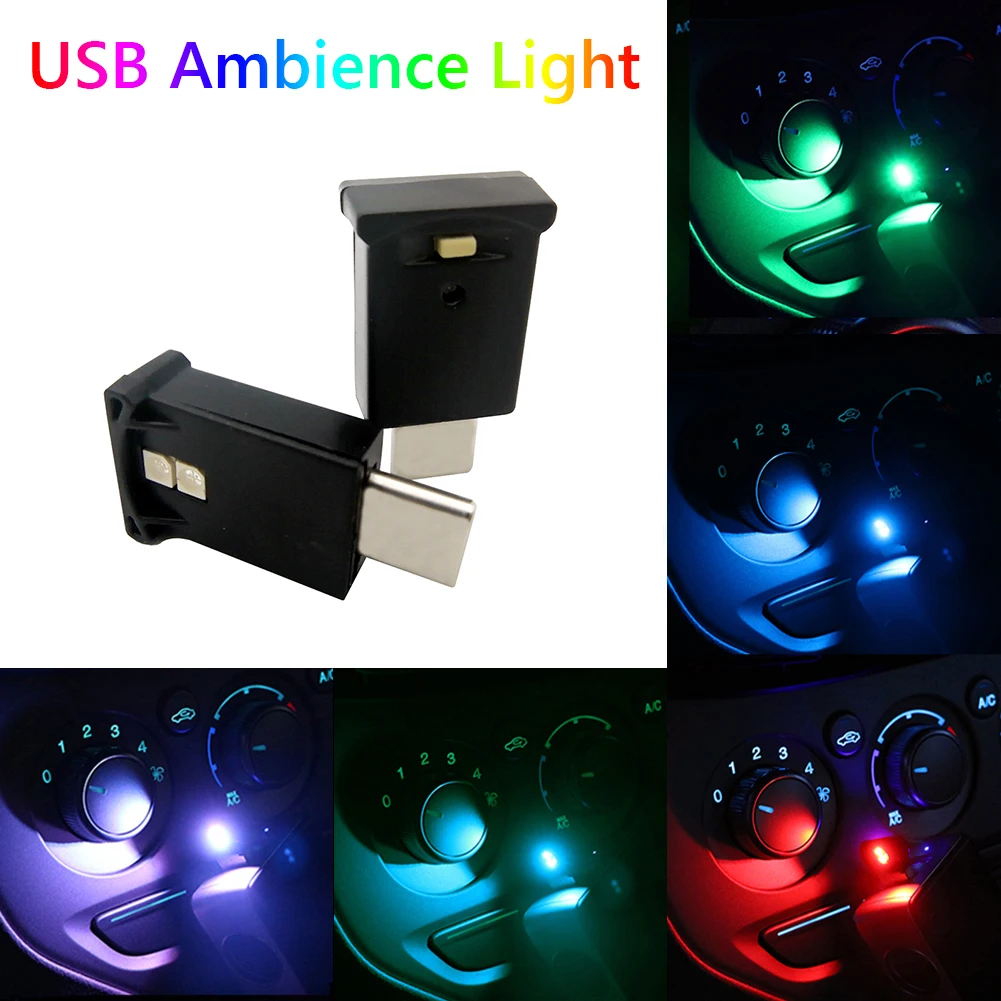 

Mini USB LED Car Light Auto Interior Atmosphere Light Decorative Lamp Emergency Lighting PC Auto Colorful Light Car Accessory