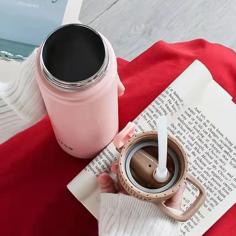 Large Capacity Double Stainless Steel Thermos Mug With Straw Portable Vacuum Flasks Creative Thermal Bottle Tumbler Thermocup |