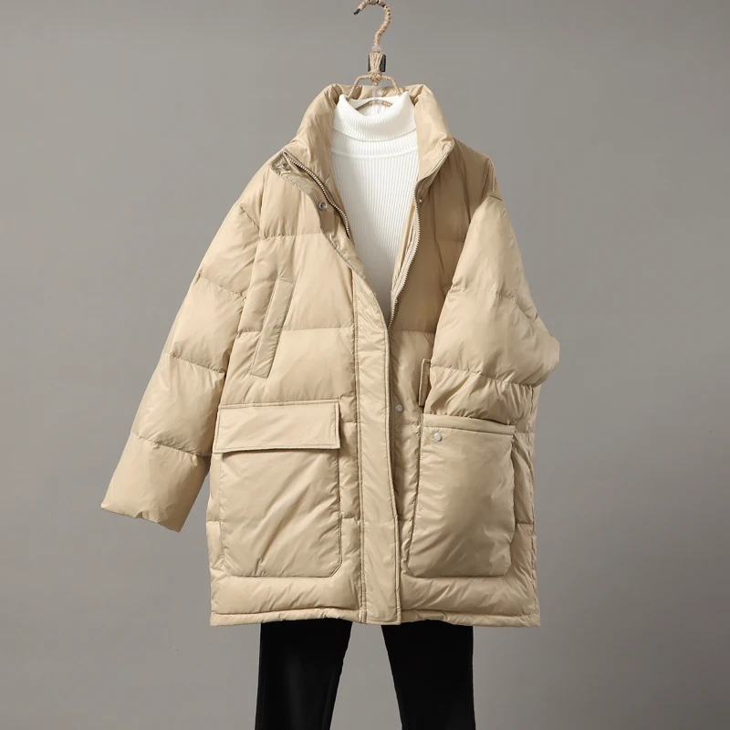 Winter Jackets Women White Duck Down Coats for Ladies Warm Midi Long Jacket Famale Korean Style Aqueta Feminina Inverno SQQ175