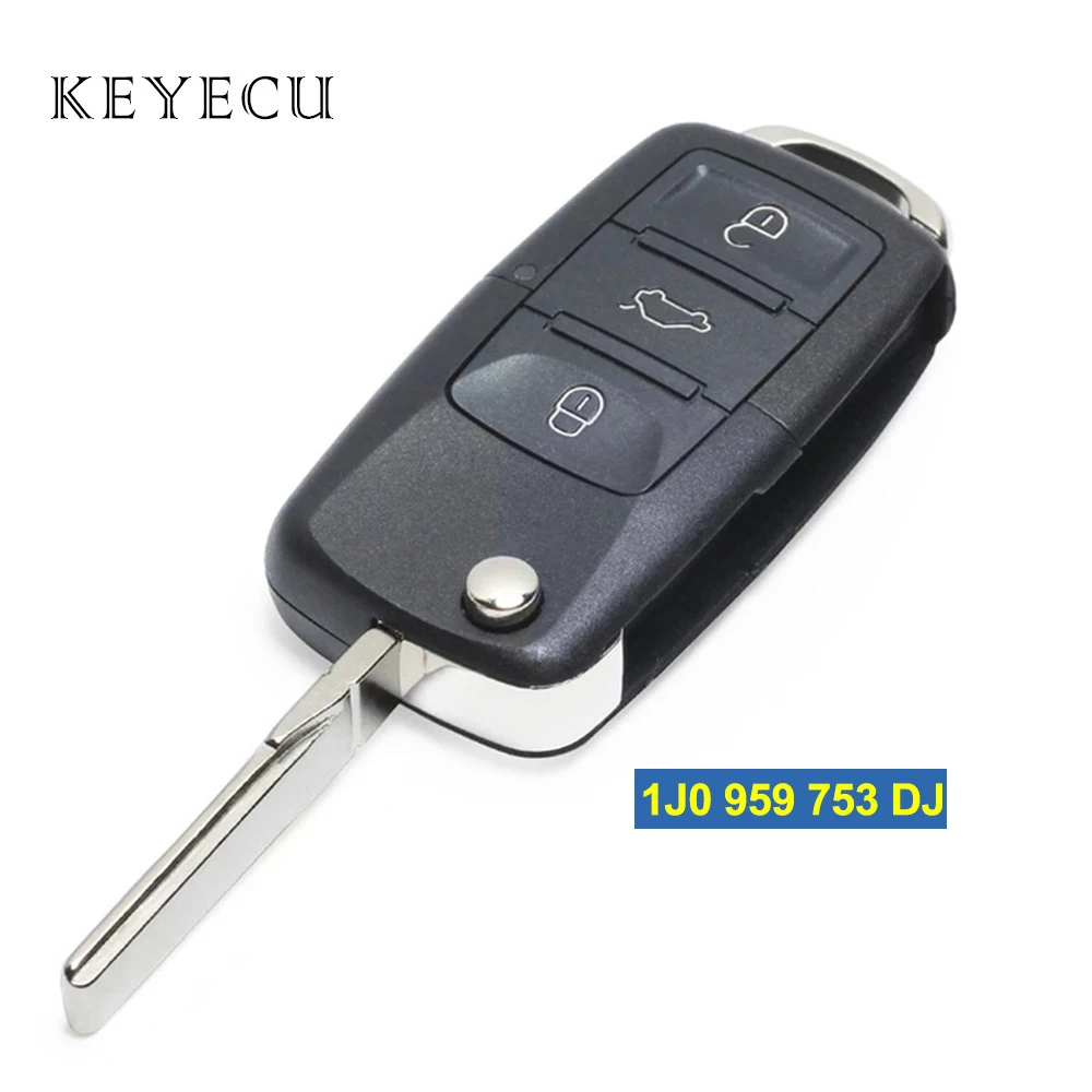 

Keyecu 1J0 959 753 DJ Flip Remote Control Car Key Fob 3 Buttons 315MHz ID48 Chip for Volkswagen VW Beetle Golf Jetta Passat