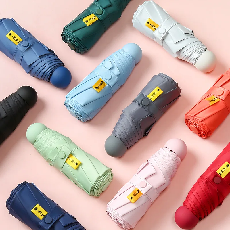 

Colorful Five-fold 8 Bones Umbrella Sun Protection Sun Umbrella Portable Mini Pocket Sun And Rain Dual-use Gift Umbrella