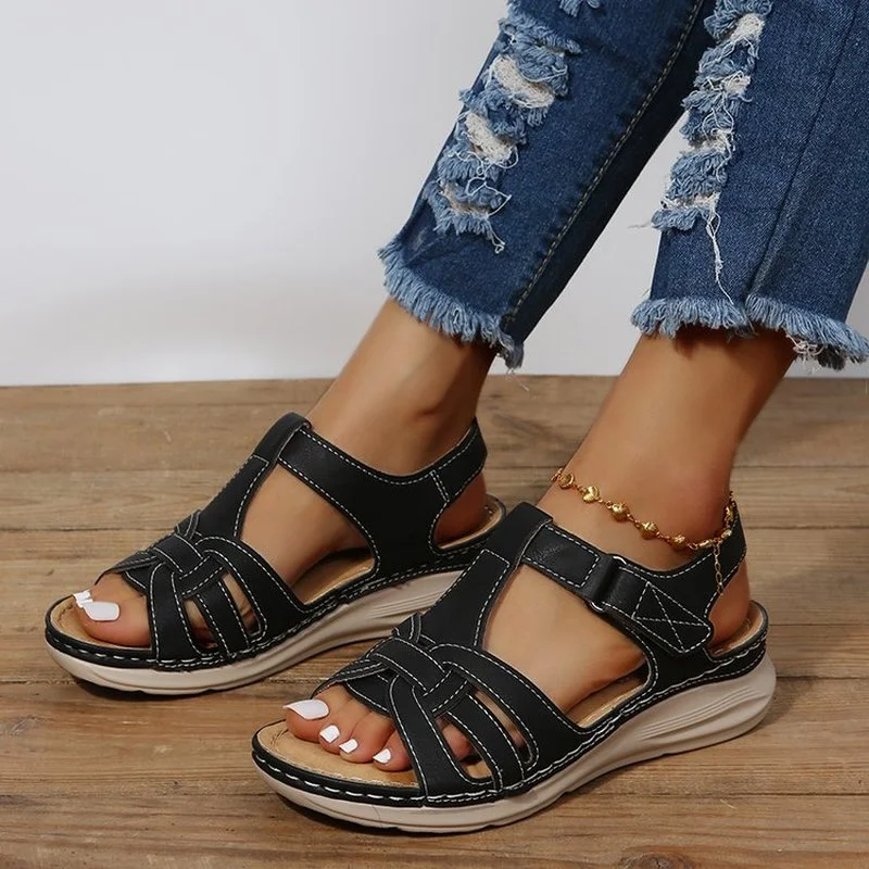 

Large size women's sandals 2022 new summer wedge beach open toe comfortable breathable sandals Roman shoes 42 yards