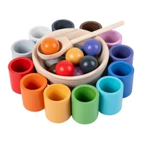 montessori rainbow matching games wooden ball toys colors sorting teaching aids educational basic life skills toys for children