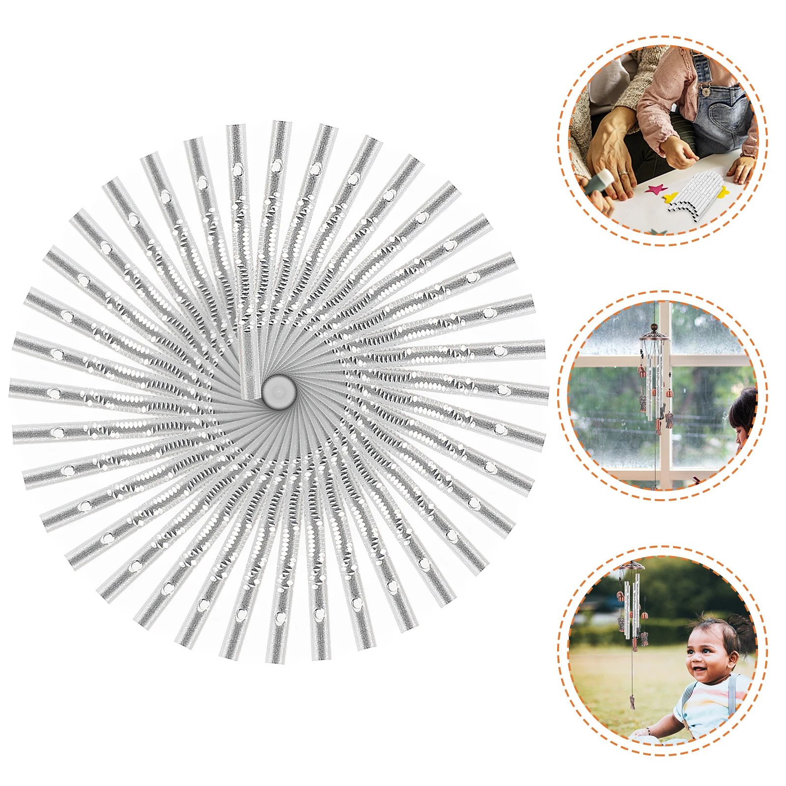 

50 Pcs Wind Chimes Silver Locket Sturdy Tube Replacement Pipe Pendant Kids DIY Plaything Metal Material Child